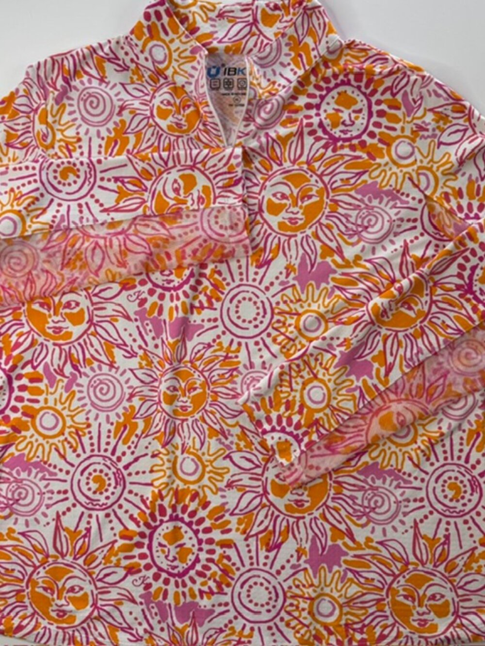IBKUL Women's Orange Pink White Sunshine Quarter-Zip Shirt XL - Picture 2 of 8